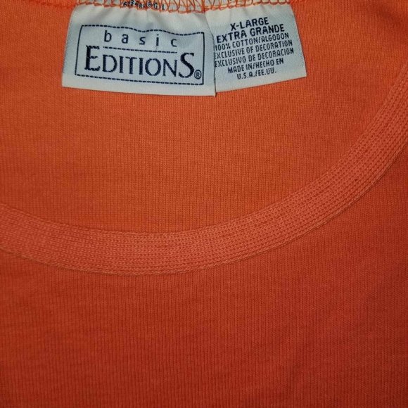 NWOT Basic Editions Women's Orange Round Neck Pullover Top Shirt Size XL - Picture 4 of 6